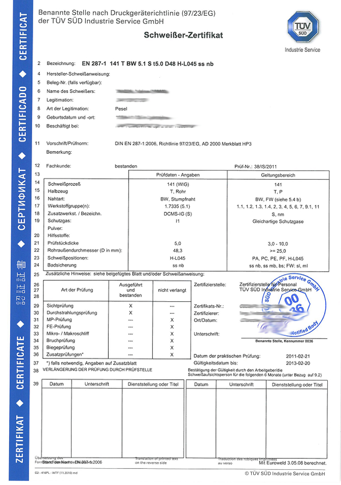 TÜV certificate
